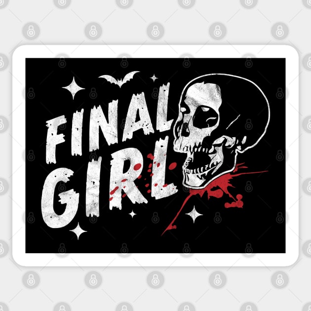 Final Girl Horror Movie Trope Slasher Film Skull Halloween Sticker by OrangeMonkeyArt